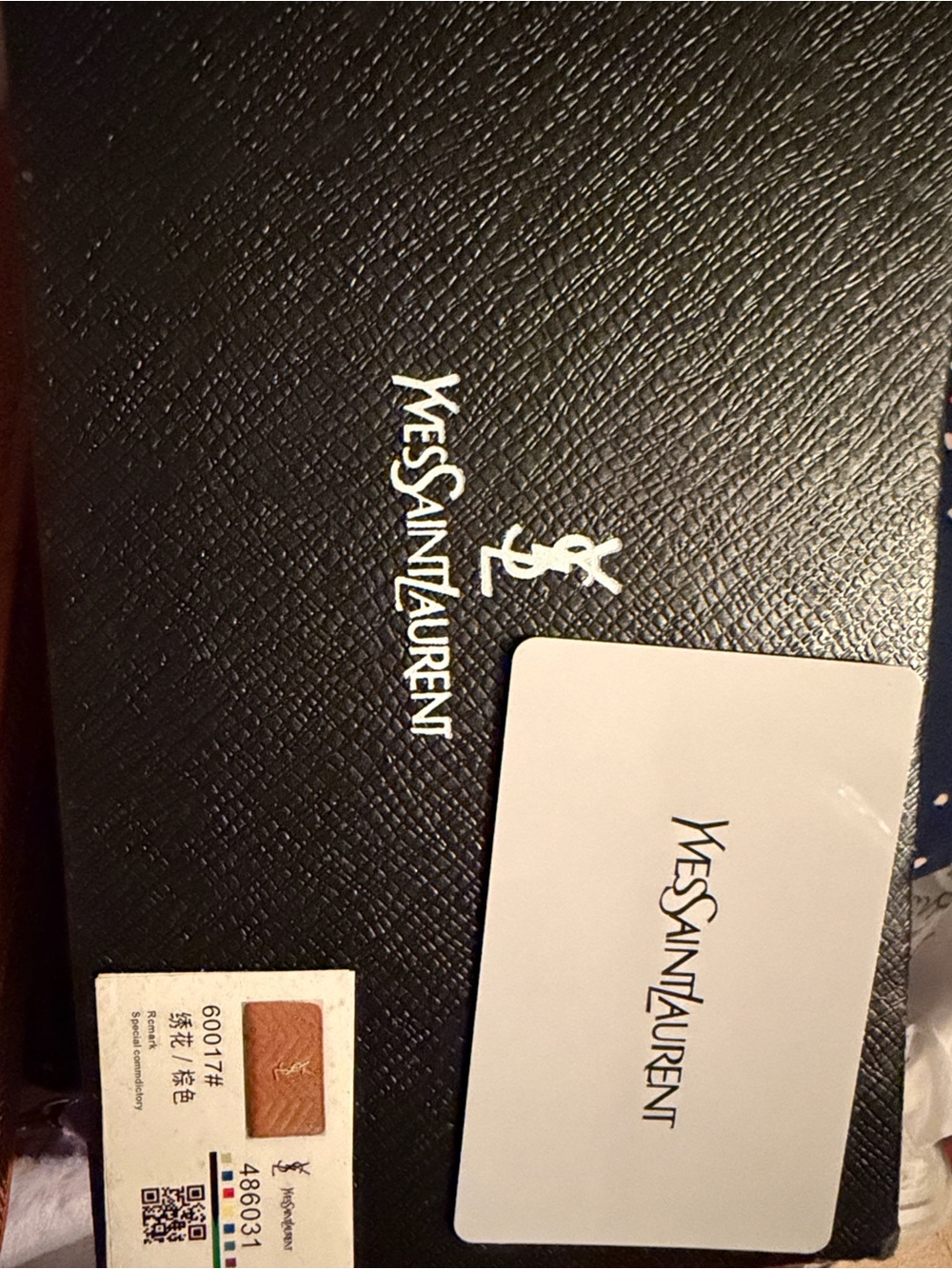 Tan Quilted Leather Wallet with Gold YSL Hardware and earrings - Picture 3 of 5